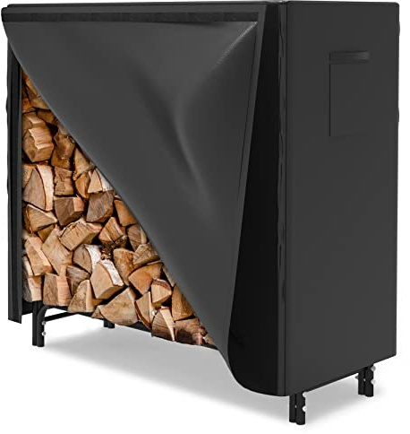 WALMANN 4ft Firewood Log Rack with Cover Outdoor, Heavy Duty Firewood Rack With Weather Resistant 600D Oxford Fabric Cover, Indoor/Outdoor Wood Racks for Fire Wood