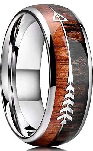 ZENSE - Bague pour homme façon boisée en acier avec flèche ZR0173, taille 70