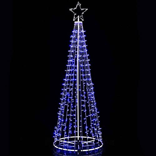 BAKAJI Albero di Natale Luminoso 2,2 metri con 592 Luci Led 8 Giochi di Luce Struttura in Metallo Arredamento Addobbo Natalizio con Stella Decorazione Natalizia Colore Blu (224 cm Blu Stella Vuota)