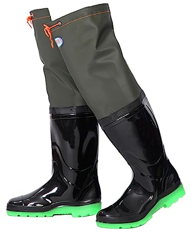 Watstiefel Wasserdichte knielange PVC-Regenstiefel, die for Ackerland-/Reisumpflanzungen/Hüftwatstiefel verwendet werden (Color : Black, Size : 47 EU)