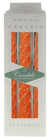 Lackierte Kerzen Tortiglione Ø 2,2 cm H 21 cm - 3 Stück - Orange