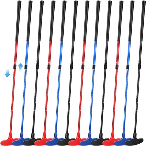 Liliful Paquete de 12 putters de golf para niños, mini putter de golf de dos vías con 12 pelotas de golf, putter a granel para golfistas diestros o zurdos, longitud ajustable, juego de palos de golf