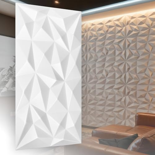 Paneles 3D de poliestireno XPS - Paneles de pared y techo modernos - Paneles de pared flexibles y ligeros de 100 cm x 50 cm / ‎‎18 m² - 36 piezas (blanco 03)