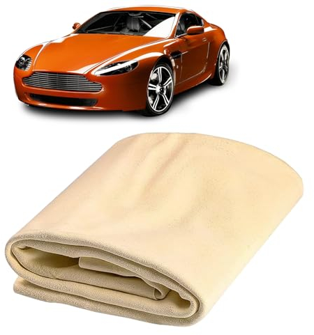 Nuqin Chamois Leather - Soft Shammy Leather Cloth for Car, Rapid Drying & Mirror Window & Kitchen (Yellow)