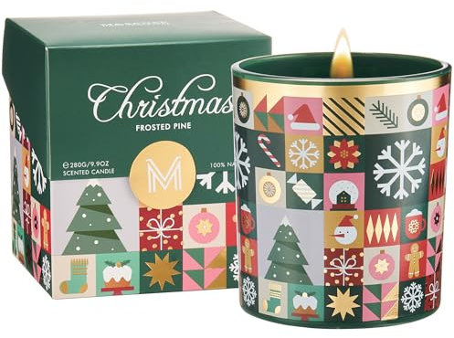 M&SENSE Fichten Balsam & Kiefern Weihnachtskerzen 55 Std. lang anhaltende Duftkerzn im Glas 280g natürliche Sojawachskerze sauber ungiftig für Zuhause Weihnachtskerzengeschenk Winterkerzen MSSDOEU1O4