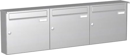 KNOBLOCH Briefkastenanlage | Aufputz | 3-Fach | Edelstahl | senkrecht | optional 2. Namensschild & 3 Schlüssel