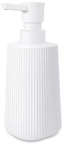 Mamiddle Dispenser Sapone Bagno Moderno a Righe Dosatore Sapone Cucina Detersivo Piatti 250ml Dispenser Sapone Cucina con Pompa per Bagno e Lavelli da Cucina (Bianco - 1 pezzo)