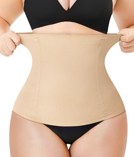 Junlan Women Waist Trainer Corset Shapewear Tummy Control Body Shaper Waist Cincher Slimming Girdles Underwear (Beige,S)