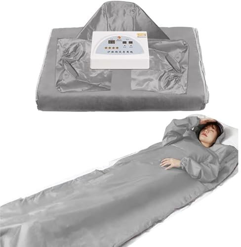 SULQING Sauna Blanket with Infrared Remote Control 2 Zone Sauna Blanket Body Shaper,Infrared Sauna Blanket, Temperature 35-80°, Steam Blanket for Home Sauna, Hat with Sleeves