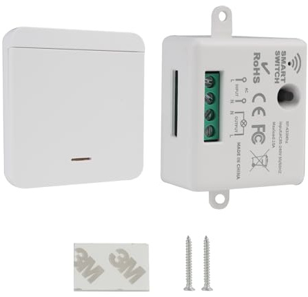 Wireless Light Switch 100-250V Remote Control Kit - 100-250V, Up to 660ft Range, No WiFi Wiring Required, Includes 1 Portable Switch and 1 Receiver, Ideal for Home and Outdoor Use