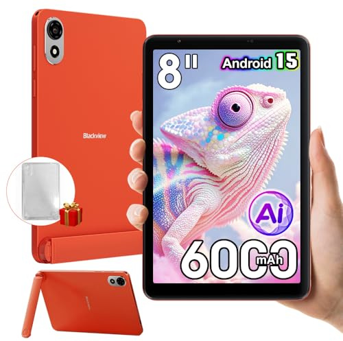 Blackview ZENO1 8 Zoll Tablet Android 15, 12GB+64GB+2TB Erweiterung, Zwei Lautsprecher, 4G LTE 5G WiFi Gaming Tablet, 8MP AI Camera, 6000mAh, Gemini Al 2.0, 3,5mm Klinke/OTG/FM/Hall, Orange