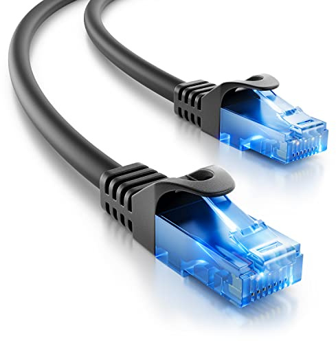 deleyCON 2m CAT.6 Ethernet Gigabit Lan Netzwerkkabel RJ45 CAT6 Kabel Patchkabel Kompatibel zu CAT.5 CAT.5e CAT.6a Cat.7 - Schwarz
