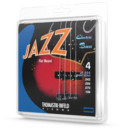 Thomastik-Infeld Flat Wound elbas - JF324-4-strängars set – Jazz Bass Short Scale 32 - tjocklekar .043 .056 .070 .106