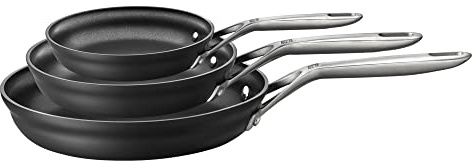 ZWILLING Motion Hard-Anodized 3-Piece Nonstick Fry Pan Set, Grey
