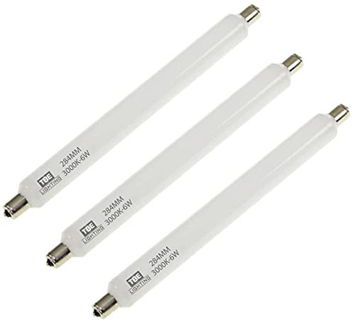 TBE Lighting Lampadina a striscia LED S15s da 6 W, confezione da 3 unità, lunghezza 284 mm, lampada a specchio tubolare, non dimmerabile, aspettativa di vita 20.000 ore (3000 K, bianco caldo 3000 k)