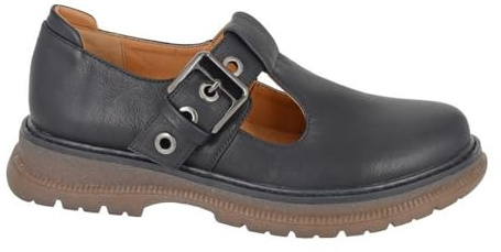 Cipriata-Schuh mit T-Steg-Schnalle, Mary Jane, Schwarz, klobiger niedriger Absatz EU40
