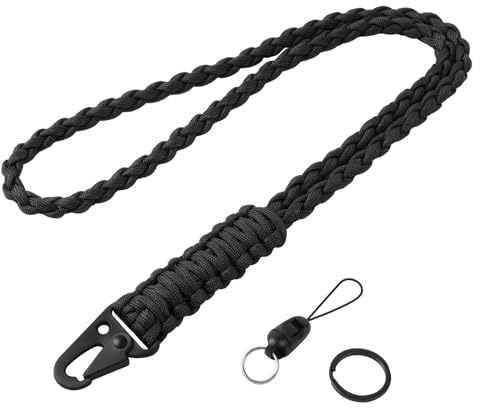 Vicloon Paracord Schlüsselanhänger, Umhängeband Schlüsselband, Paracord Lanyard mit Metall Ring und Adlerschnabelknopf Geflochtenes Lanyard für Schlüssel, Ausweishalter