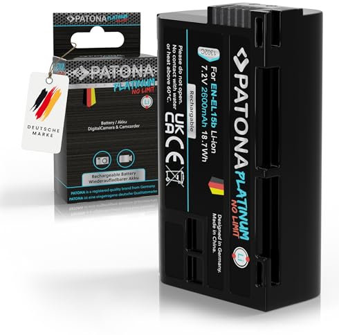 PATONA Platinum EN-EL15b Akku 2600mAh Ersatzakku kompatibel mit Nikon 1 V1 Z6 Z7 D7000 D7200 D7500 D500 D600 D750 D780 D800 D810 D850 ENEL15b EN EL15b Kamera Griff MB-D11 MB-D12 MB-D15 MB-D17
