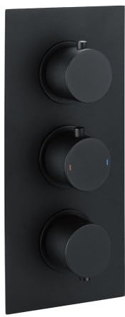 Echo Round Triple Two Outlet Thermostatic Concealed Shower Valve - Matt Black