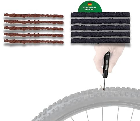 CONTEC Fahrrad-Flickzeug Set, 10 Stück, Reifen Flickset, für Schläuche und Pannen Reparaturset, selbstklebend, für unterwegs, leicht und handlich