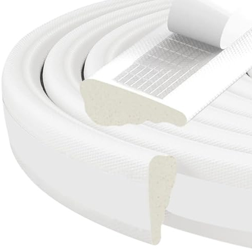 196” Wedge Weather Stripping Tape, Self-Adhesive Door Seal Strip for Soundproofing and Insulation, Window Draft Blocker Gap Filler Winter Insulation Tape Noise Blocker for Exterior Front Door (White)