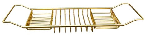 MagiDeal Bathtub Tray Bath Shelf Multifunctional Stainless Steel Bath Tray Bathtub Storage Rack for Towel Phone Book Holder over Tub, Gold