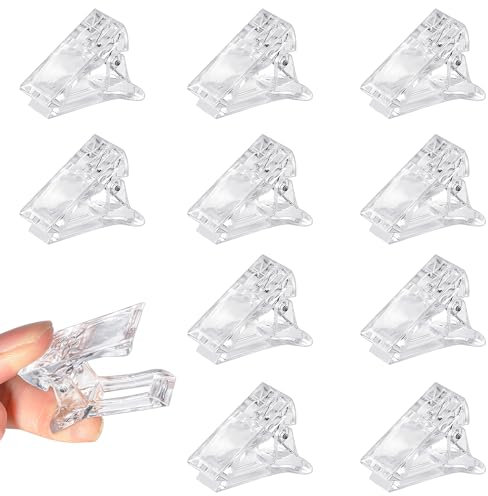 Clip per Unghie Acrilico Trasparente Polygel Unghie Estensione Clips Plastica Costruzione Rapida Accessori Kit per Manicure Nail Art Tool 10 Pezzi