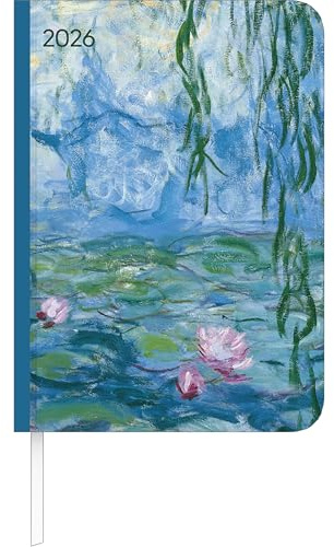 Alpha Edition - Lady Journal Monet 2026 - Agenda tascabile A6 (11 × 15 cm) con panoramica mensile e area appunti, elegante agenda per gli amanti dell'arte, scuola e lavoro