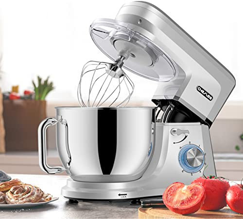CHeflee Impastatrice Planetaria 2000W Impastatrice Professionale,7,2 L Ciotola in Acciaio inox,6 Velocità,Ad Coperchio Antipolvere con,Sbattitore,Frusta,Gancio Per,Alta Potenza Multifunzione Mixer ﻿