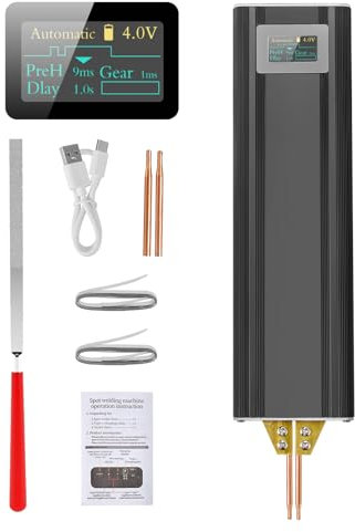 Soldador por puntos a batería, Soldador por puntos de mano 2 en 1 con modos automático & manual, Soldador de Puntocon con Batería 5,0 Ah 1-80 Niveles para Soldar Baterías