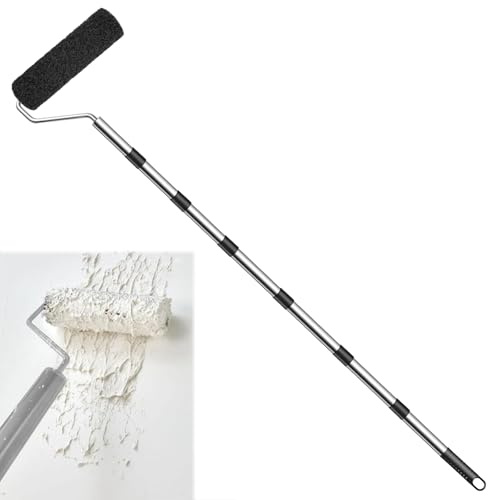 9 Inch Drywall Compound Roller with 1 Pcs Paint Frame,6.6Ft Detachable Pole Handle, Drywall Texture Brush, Mud Roller for Putty,Plaster Roller, molding Paste, Textured coatings