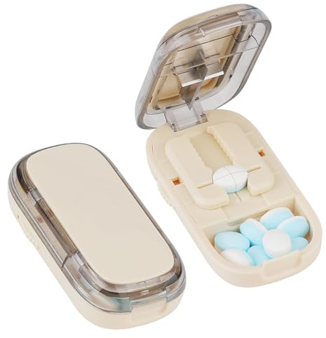 EUREKORA Tablettenteiler Mehrfachpillen Pill Cutter Pillenteiler mit Aufbewahrungsfach für Kleine und Große Tabletten für Reise &Haustier täglichen Gebrauch
