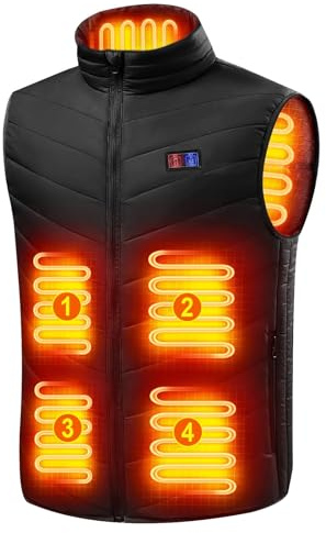 Générique Veste Chauffante Homme Gilet Chauffant Non Batterie Femme Électrique Usb 3 Modes Manteau Hiver Doudoune Impermeable Lavable Vêtement De Chauffage Pour Moto Chasse