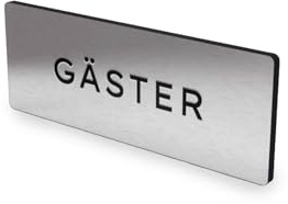 Nosico Gästhandduksskylt Gäster – Självhäftande badrumsskylt – 1,5 mm gravyrplast med 3M tejp – För WC och handdukar (Borstad aluminium)
