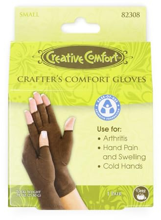 Dritz Crafters Comfort Glove – Small, 1 Pair – Helps Relieve Arthritis Hand Pain & Swelling - Cotton Spandex Compression Craft Gloves for Knitting Crochet Quilting Sewing