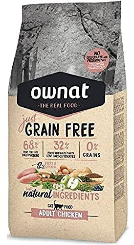 Ownat Pienso para Gatos de Pollo Sin Granos (3 kg). Ownat para Gatos con Ingredientes Naturales sin Preservantes ni Colorantes, Comida Alta en Proteínas.