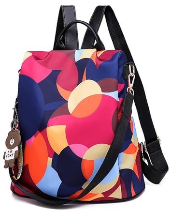Ray-Velocity Sac à Dos Anti-vol Femme, Sac à Main Loisir, Sac de Voyage Elegant, Sacs Portés Dos Imperméable, Sac à Bandoulière pour École, Shopping, Travail, Voyages, Collège (Coloré)