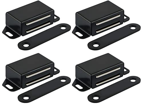Mooche 4Packs Cabinet Magnets, 55MM Magnetic Door Catch, Black | Cupboard Door Magnets, Stainless Steel Heavy Duty Cabinet Drawer Magnet Latches for Kitchen Wardrobe Closet Closure