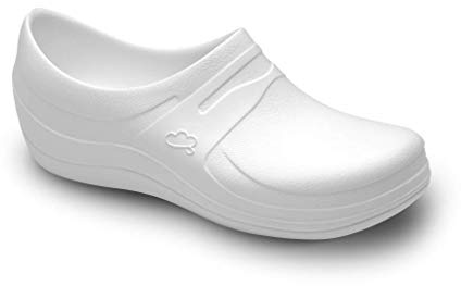 FELIZ CAMINAR - Zapatos Sanitarios Nebula/con Correa Antideslizantes y Cómodos/Anatómicos/Cocina, Sanidad, Hostelería (Blanco 36)