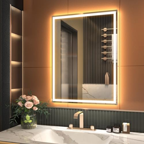 GANPE Espejo con Sensor LED y Blutooth, Regulable, Antiniebla, IP44, Impermeable, Montado en la Pared (80 x 60cm)