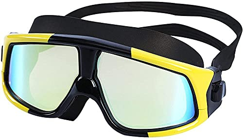 ZJJJD Schwimmbrille Schwimmbrille Schwimmbrille Silikon Großer Rahmen Wasserbrille Anti-fog Uv Herren Damen Schwimmmaske Wasserdicht-gelb_einheitsgröße Schwimmbrille Damen Taucherbrille Kinder