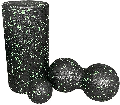 Tanga Sports® Set di 3 fasce | 1 x pallina fasciale, 1 x palla peanut fasciale, 1 x rullo fasciale, nero/verde