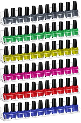 Dezzer Acryl Nagellack Regal,6 Stück Klarer Nagellack Organizer Wandmontage,Acryl Nagellack Organizer,Nagellack Organizer Wand für 90 Flaschen
