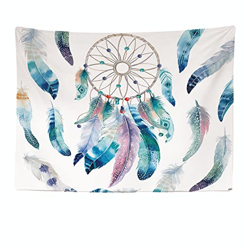 Ulticool - Appeso a Parete Decoración Casa - Dreamcatcher Atrapasueños Nativos Americanos Plumas - 200 x 150 cm Grande – Murales Alfombra Tapiz Pared - Tapices Decorativo