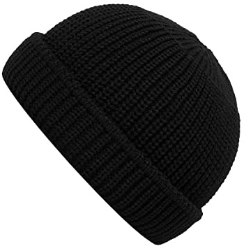 CLAPE Unisex Retro Beanie Hat Bonnet Docker d'hiver Classique Fisherman Beanie Bonnet Tricoté Short Knitted Hat