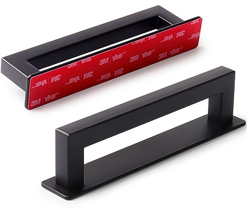 RVPEKUPE Adhesive Cabinet Handles, Matte Black, 6, 2-Pack