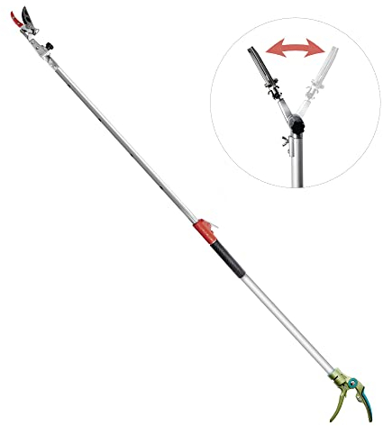 GARTOL Tree Pruner,110cm-166cm Tree loppers Long Reach Telescopic- Lightweight & Strong, Fruit Picker with Rotating Blade Head, Lightweight Aluminum Extendable Handle for Tree Branch Cutter