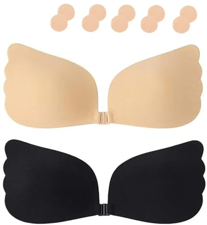 Soutien-Gorge Invisible Adhésif Push-Up - Soutien-Gorge Dos Nu Auto-Adhésif sans Bretelles, Confortable et Respirant, Idéal pour Robes Dos Nu et Tenues Décolletées, Tient Parfaitement Toute la Journée