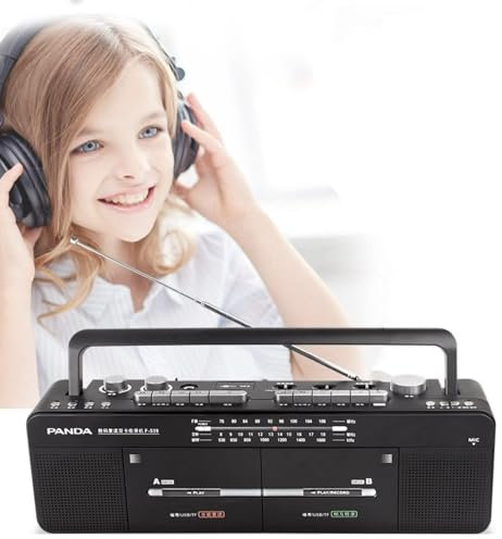 YZTTCD Lecteur de Cassettes, Lecteur Double Bande, Radio Cassette Boombox, Radio AM/FM, Radio FM/SW/WM – Disque MP3/U, Lecture de Carte TF, Enregistrement/Transcription en Un clic, Style Classique