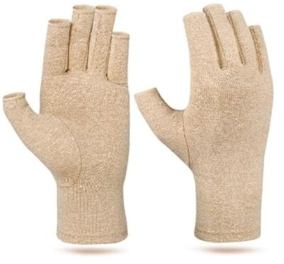 BrightGlow 2 Paare Arthritis Handschuhe Rheumatische Kompressionshandschuhe Compression Handschuhe Fingerlose Handschuhe Unisex Greifen Fäustlinge Baumwollhandschuhe Fingerlos Handschuhe Hautfarbe M